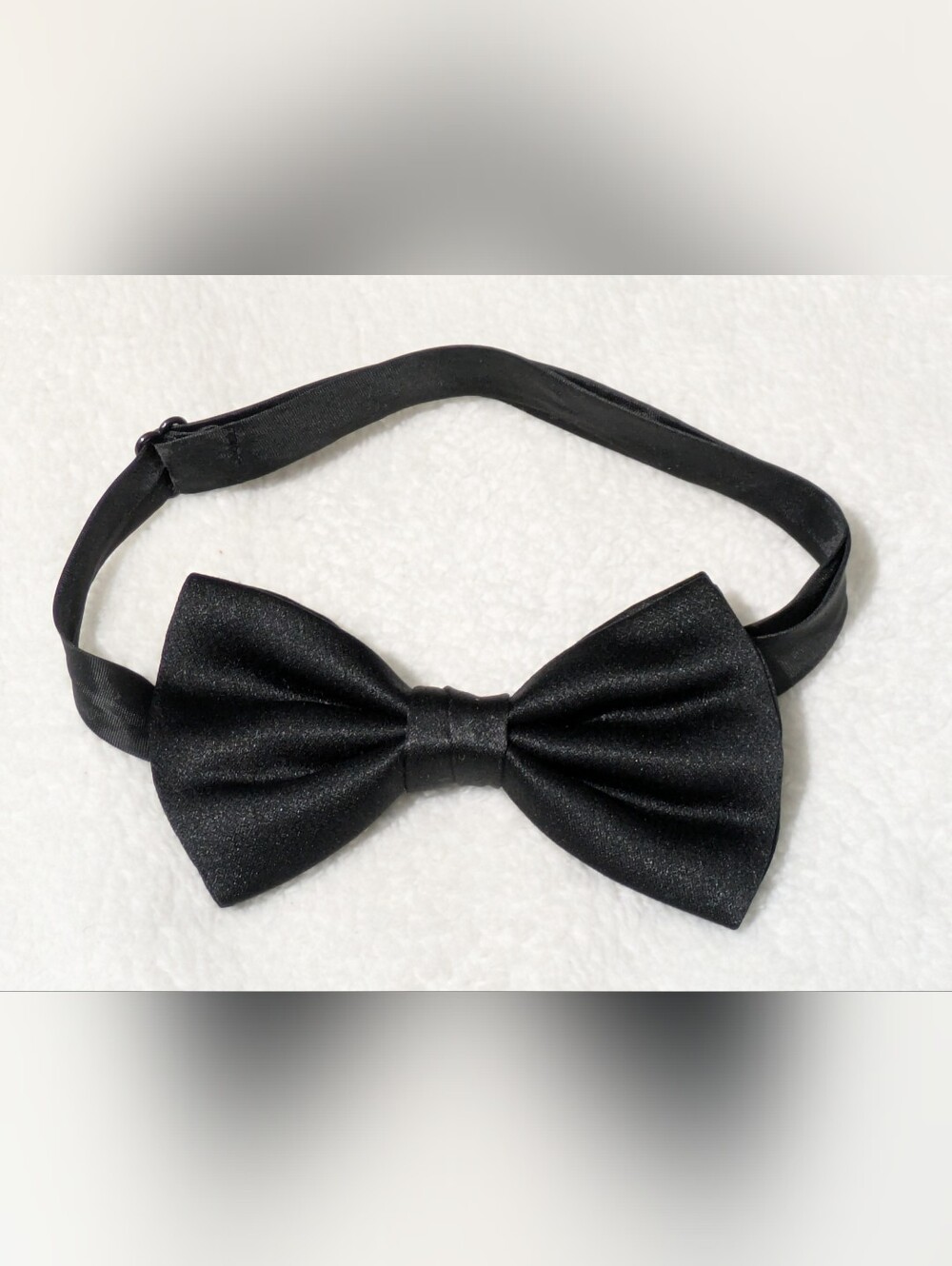 Kids Black Pre-Tied Bow Tie — Adjustable Boys Toddler Tuxedo Bowtie